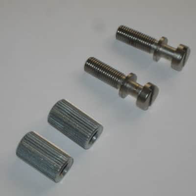 ONE pair of used (lightly relic'd) Gibson (API) Brushed Satin NICKEL finish STUDS (mounting pieces) and Silver finish ANCHORS (inserts) from 2014, for PTTP Brushed Satin NICKEL Finish Stop Bar Tailpiece (Stop Bar Tailpiece NOT included) image 8