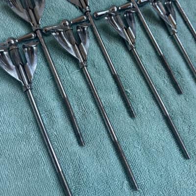 Ludwig Lot of 8 Bowtie Clubdate Pre Serial Bass Drum Tension Rods + Claws 7” 60s - Chrome image 7