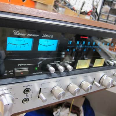 Vintage Sansui 9090DB Top Line Vintage Analoge Am/Fm Stereo Receiver, Wood Cab, 1970s, JAPAN, Ex Sound, Beauty, 125WPC 1970s Silver/Wood image 1