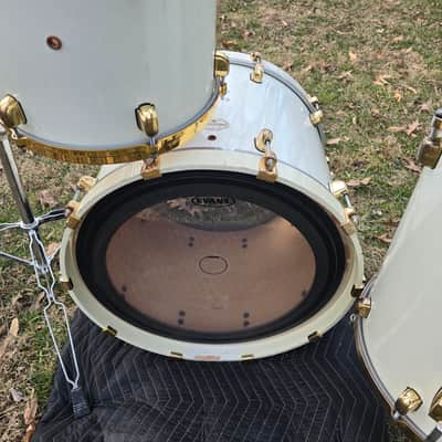 Tama Starclassic Maple MIJ 13,16,22 with matching snare 1990s - Piano White Lacquer /Gold hdwr. image 14