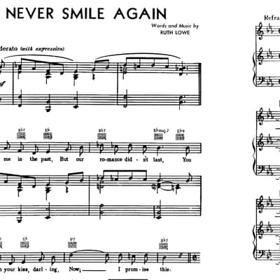 I'll Never Smile Again words and music by Ruth Lowe vintage Piano-Vocal-Guitar music sheet image 2