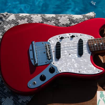 2011 Fender MG-69 '69 Mustang Reissue - Candy Apple Red w Matching Headstock - Pro Set Up w Perfect Frets/Action/Intonation! image 8