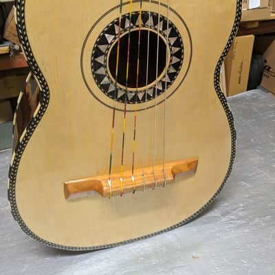 Paracho Elite Guitarron Solid Tacote Wood Top Mariachi 6-String Guitar with Gig Bag - Natural image 1