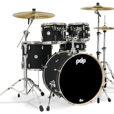 PDP Concept Maple Series 5-Piece Drum Shell Pack - 22" Bass (Satin Black, Finishply) image 1