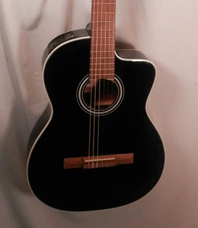 Takamine GC2 CE BLK Nylon Classical Cutaway Acoustic Electric Guitar Black NEW image 1