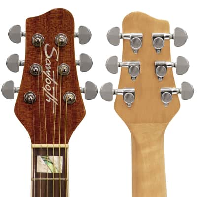 Sawtooth Solid Spruce Top Left-Handed Jumbo Cutaway 6 String Acoustic Electric Guitar with Flame Maple Back and Sides image 9