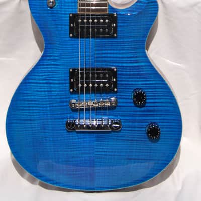 New FGN (Fujigen) Guitars Expert Flame Flamed Maple Les Paul Emerald Blue image 4