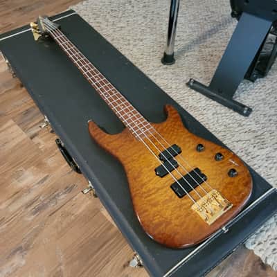 1991 Hamer USA Chaparral 4 String Bass Guitar Beautiful Honey Quilt Top/Back W/OHSC 8.5 Pounds image 3