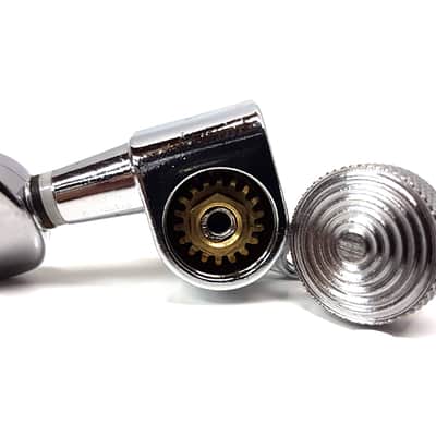 Brio Left Handed 6 In Line Guitar Locking Tuners Oval Chrome image 6