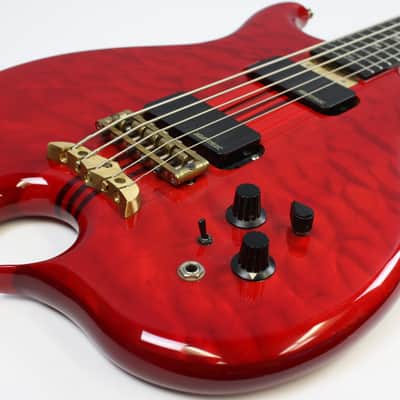 Vintage 1991 Alembic Omega Series Spoiler 5-String Bass, Red, Fat Boy Pickups, Please Message for Shipping Quote image 6