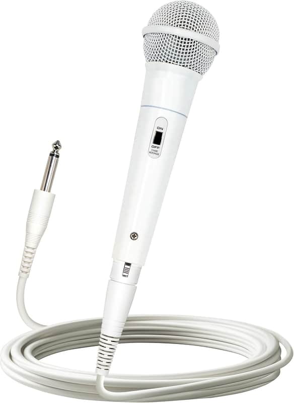 White XLR Wired Vocal Microphone for Karaoke – Dynamic Unidirectional Mic for Singing, Conference & Campus Use. Durable Design for Longevity, Includes Mic, 14.8ft XLR Cable & Switch image 1