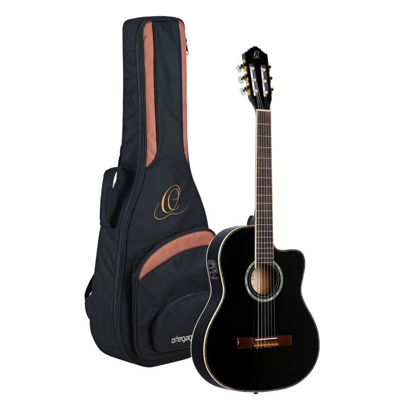 Ortega RCE145BK Family Series Pro Solid Spruce Top Mahogany Neck Cutaway Nylon 6-String Classical Acoustic-Electric Guitar w/Gig Bag image 1