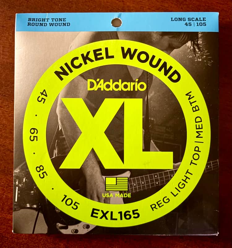 D'Addario EXL165 Nickel Wound Long Scale Custom Light Bass Guitar Strings, 45-105
