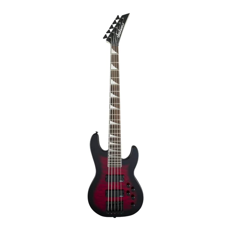 Jackson JS Series 5-String Concert Bass JS3VQ, Transparent Red Burst, Amaranth Fingerboard image 1