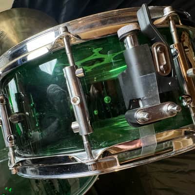 Rikki Rockett's Poison "Crack A Smile", Ludwig Green Vistalite 5-Piece Set 22", 16", 13", 12" with 5.5x14" Zickos Snare image 15