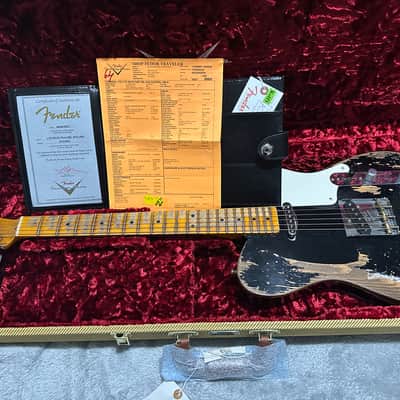 Custom Shop Limited Edition (Telecaster) Double Esquire Super Heavy RelicAged Black w/ Tomatillo HW Pickups image 1