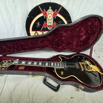 Gibson Custom 1954 '54 Les Paul Custom Staple Pickup Reissue Guitar with Bigsby + Case - Black Beauty image 1