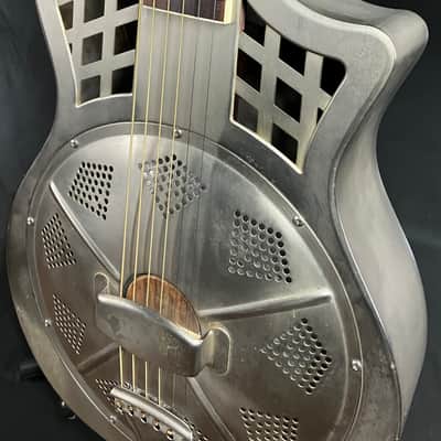 Republic Highway 61 Standard Cutaway Steel Body Resonator Guitar Antique Steel image 7