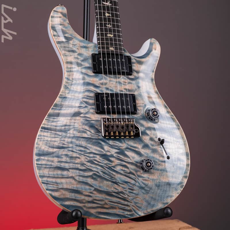 PRS Custom 24 Quilt Artist 1-Piece Top Indigo with White Back image 1
