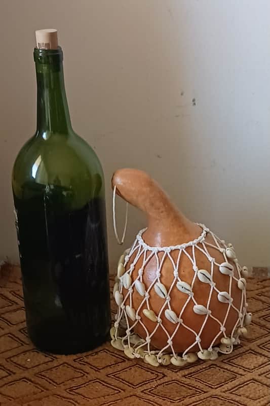 African-style netted gourd rattle, axatse gourd rattle, jabara gourd rattle image 1