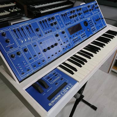 Oberheim OB-12 with custom tilting wood case