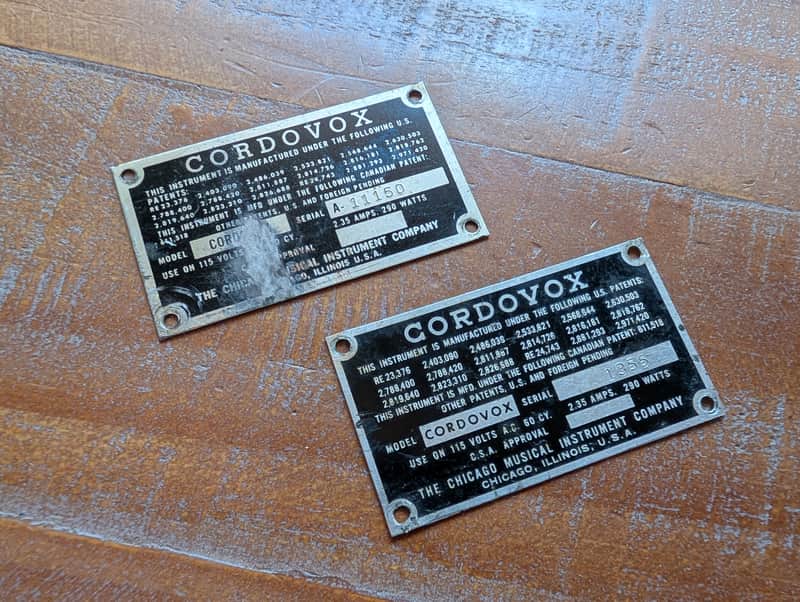 Cordovox Amplifier Branding Badge ID Plates Original Vintage Parts image 1