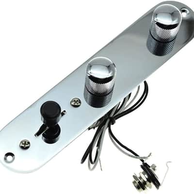Fully Loaded Control Plate Pre-Wired 3-Way Control Plate with Wiring Harness for Tele/Telecaster Chrome image 1