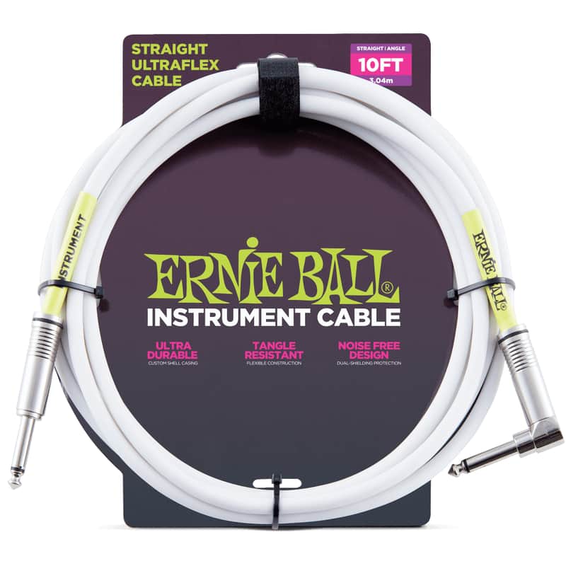 Ernie Ball P06049 Ultraflex Straight 10' Straight to Angled TS Instrument Cable image 1