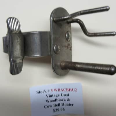 Used Vintage Woodblock and Cowbell Holder image 3