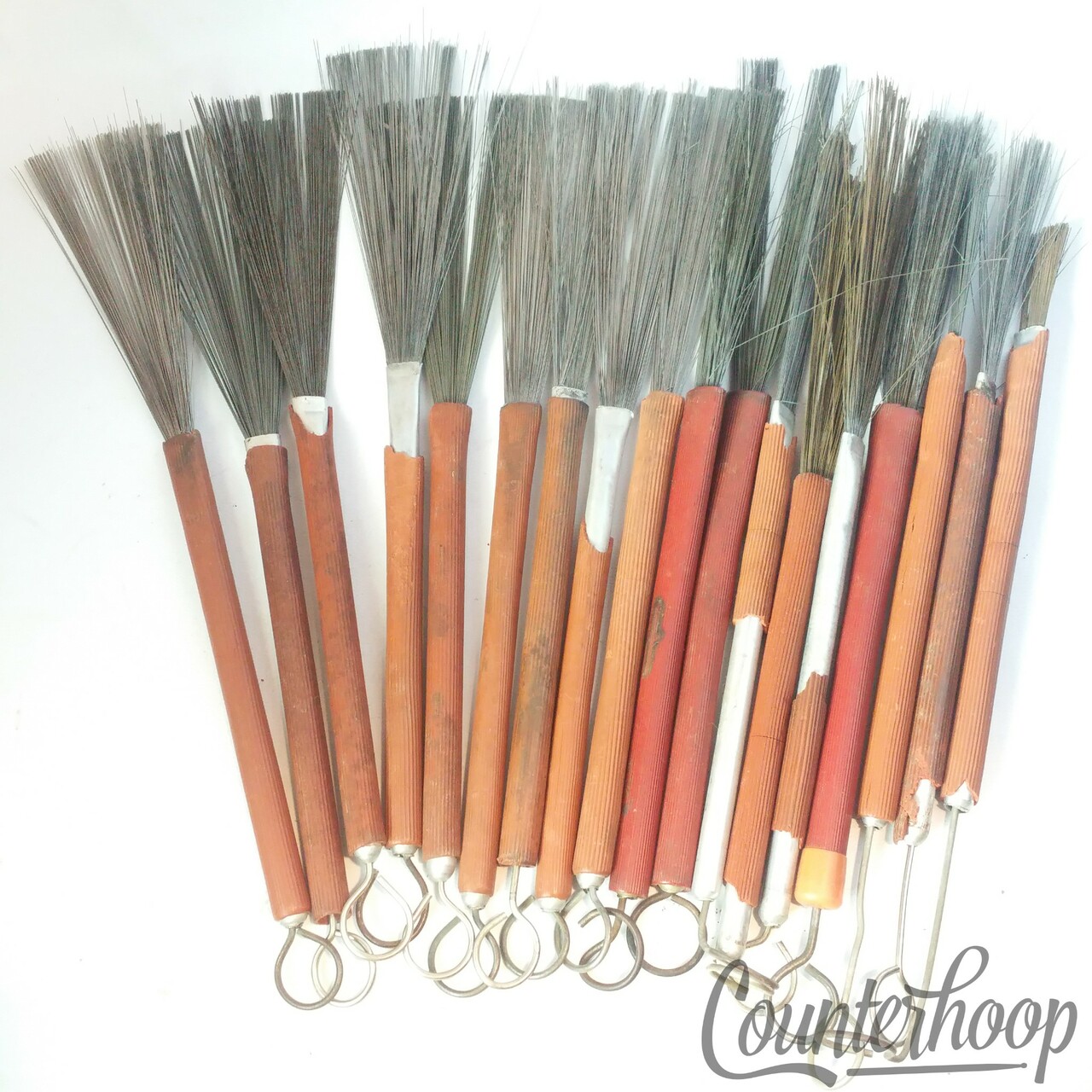 9x Pairs Ludwig/WFL Wire Brushes Jazz Snare Drum Set Sticks Retractable USA 60s — main photograph