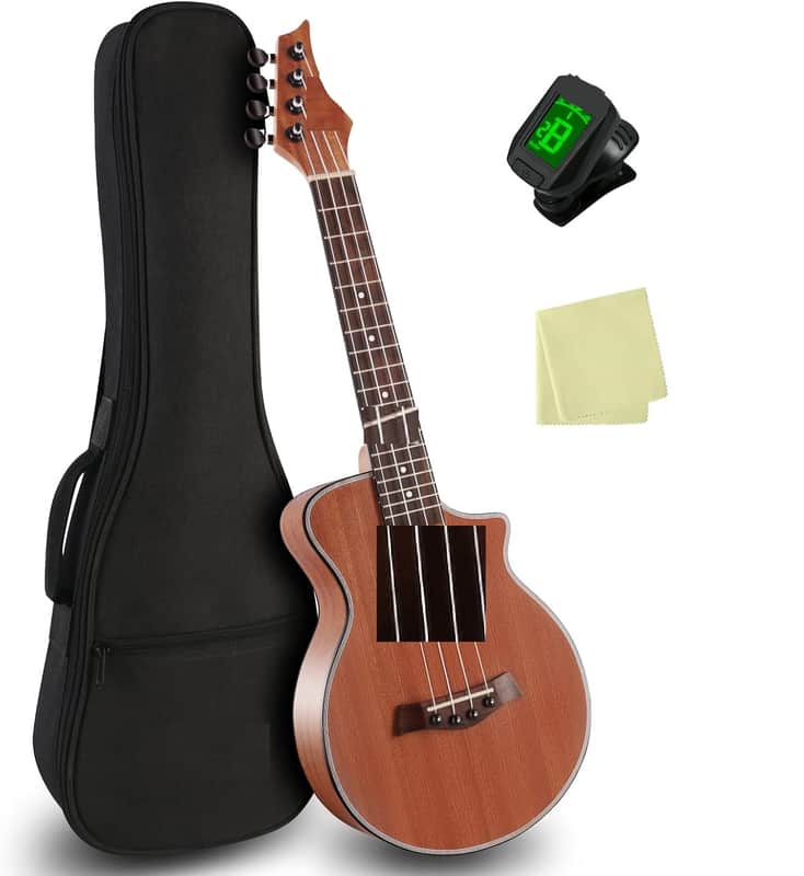 Ukulele Concert Ukelele Professional 23 Inch Uku Sapele Ukulele for Kids Adult Beginner Hawaiian Uke Comes with Starter Ukele Kit Include Gig Bag Tuner Strap Ukelel String Picks Clean Cloth image 1