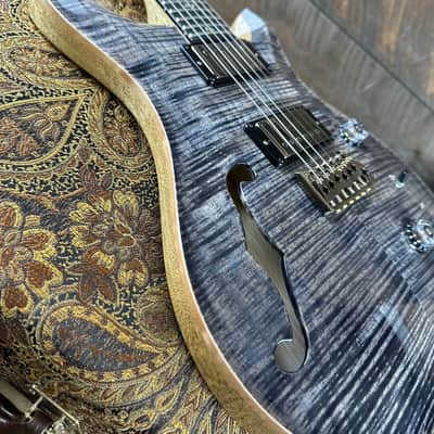 PRS Custom 24 Semi-Hollow Wood Library Flame Maple 10 Top Korina Body/Neck Ebony Fretboard- Charcoal Finish image 13