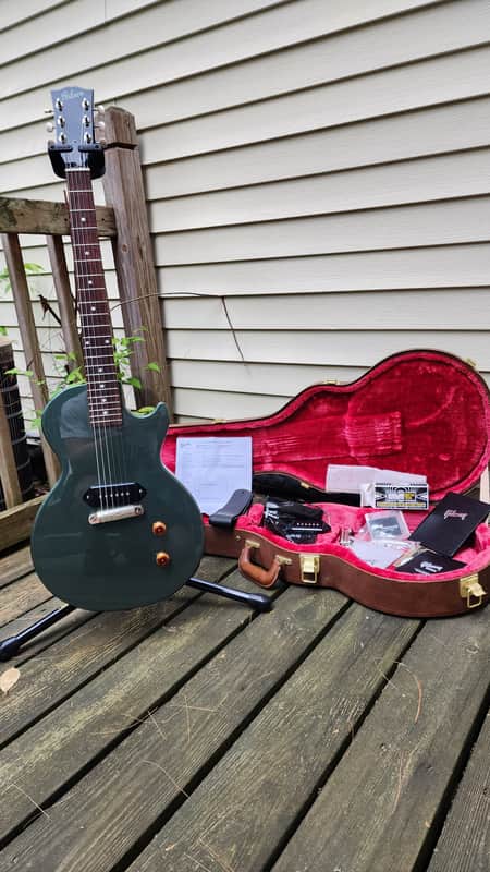 2024 Gibson Mod Shop Collection Les Paul Junior Evergreen Mahogany Two Tone Finish with Stinger Gibson Green image 1