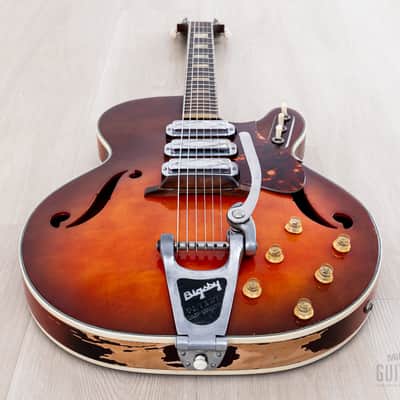 1965 Silvertone 1454 Vintage Hollowbody Electric Guitar, Harmony USA w/ DeArmond Gold Foils, Case image 12