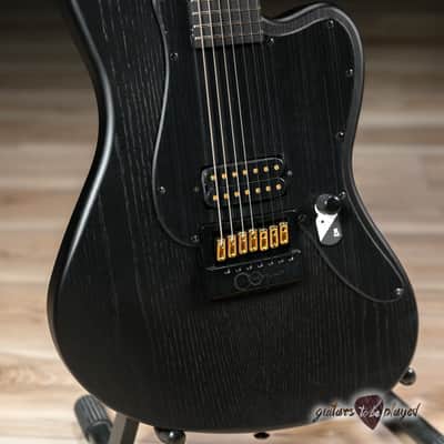 ESP LTD AW-XJ7B Baritone EverTune 7-String w/ Case – Black Open Grain Satin image 3