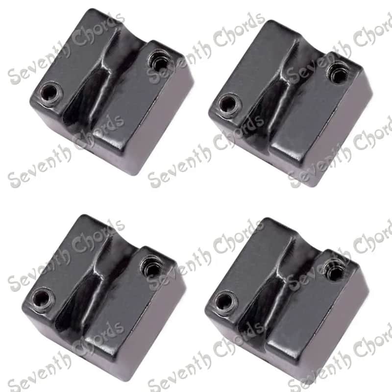 4 Piece Black Headless Bass Guitar Bridge Saddles image 1