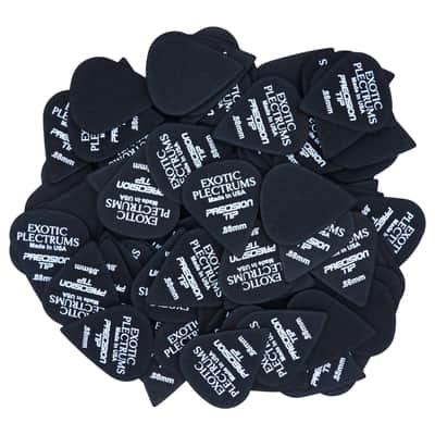 Exotic Plectrums Delrin Black Guitar Or Bass Pick - 0.88 mm Medium Heavy Gauge - Premium Made In USA - Extra Sharp 351 Precision Tip Shape - 50 Pack image 2
