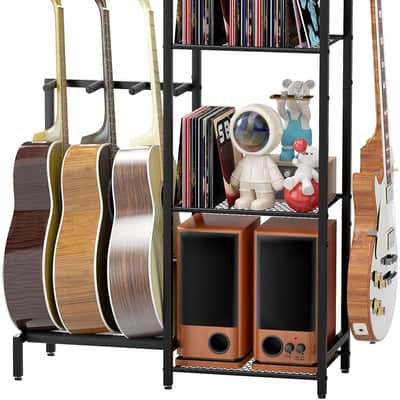 Guitar Stands Floor with 4 Guitar Holders, 4-Tier Guitar Stand Multiple Guitars, Guitar Rack with Amp Stand & Protect Foam, Multi Guitar Stand for Music, Guitar Accessories for Music Lover image 1