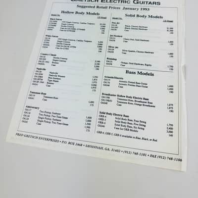 Gretsch Foldout Catalog & Price List Set 1993 image 8