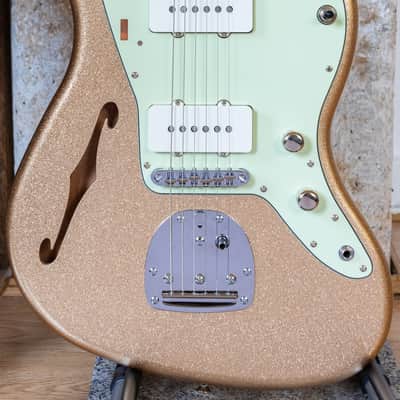 Fender USA Strat neck on a Custom Jazzmaster Thinline offset body Champagne Sparkle Fender USA pickups 4-way wiring Gotoh bridge - unique! image 1
