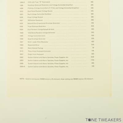 ARP 2500 2002 2003 2005 Modules Original Pricelist Tonus VINTAGE SYNTH DEALER