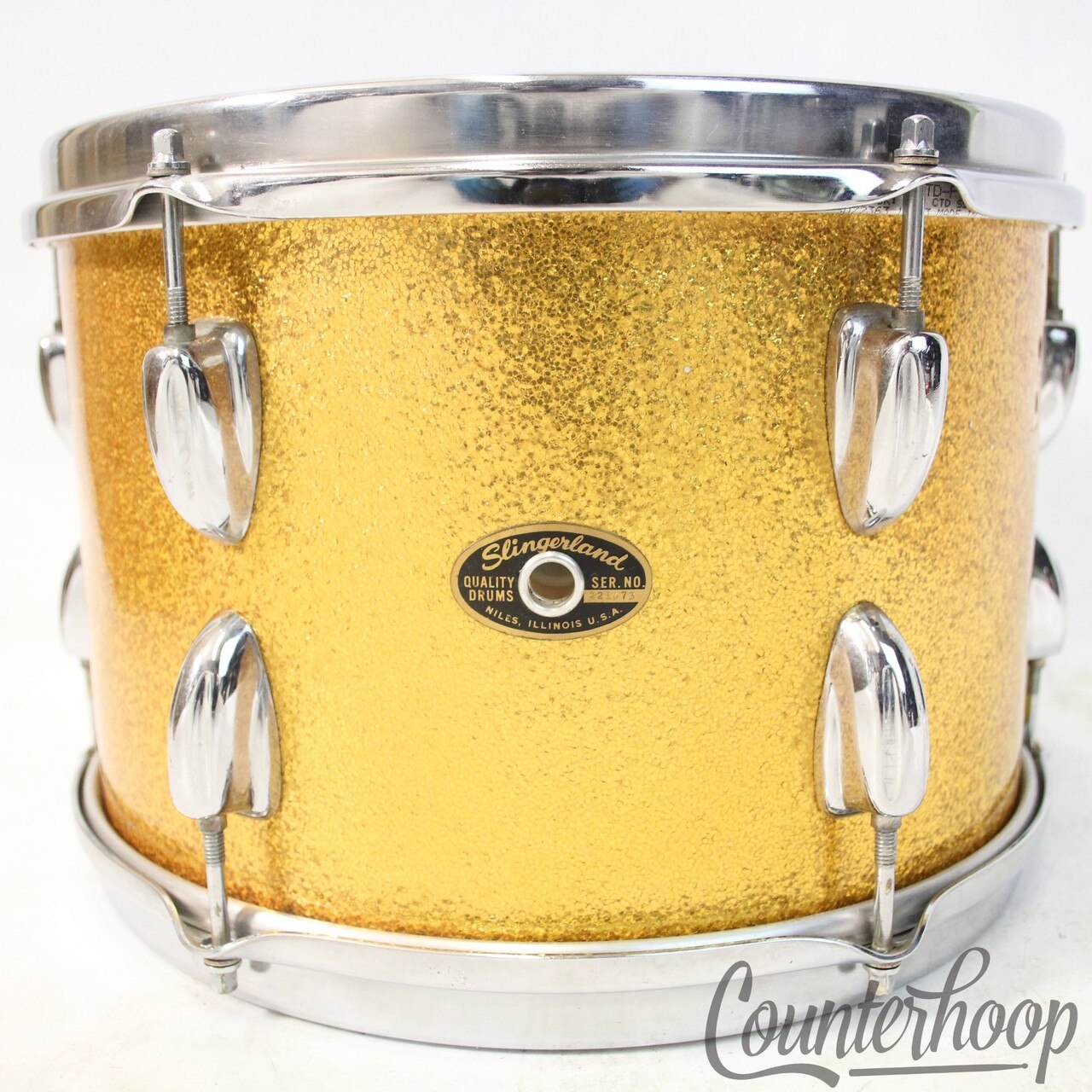 Slingerland 12x8" Gold Sparkle Tom Drum Vintage 60s Sound King Set-O-Matic Mount — main photograph