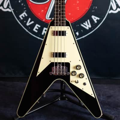 Eastwood Flying V Bass - Short Scale - Black w/OGB image 1