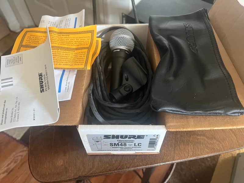 Shure SM48 in original open box with cable, mic clip, storage pouch and paperwork. image 1