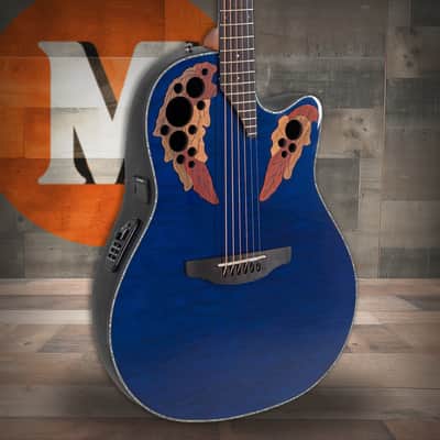 Ovation Celebrity Elite Plus E-Acoustic Guitar CE44P-8TQ Blue Transparent Quilt (CE44P-8TQ-G) image 1