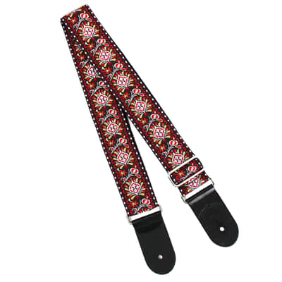 Walker & Williams H-22-MET Vintage Series Red and Black Mandala Strap with Chrome Hardware & Leather image 5
