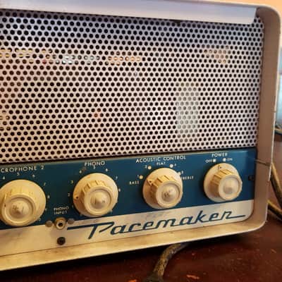 Bell PM-33 Pacemaker Mono 33 Watt Tube PA Amp dual 6L6GB 1959 - Blue, Beige, Textured Grey image 9