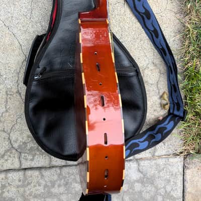 Taisamlu A-Shape Mandolin with strap and soft case.  Fresh set up.  New strings.  Nut and bridge saddle are bone.  Plays nicely.  Sounds great.  Its loud! image 12