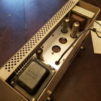 Knight 18-Watt hi-fi amplifier mixer mono tube 83-YX-797 and kit build instructions 1959 - Silver face tan wrinkled paint body image 6