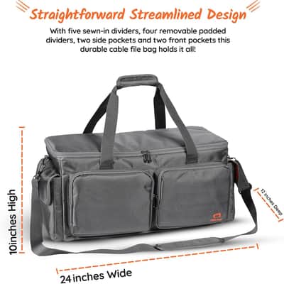 Heavy Duty - DJ Cable Bag Organizer with Detachable Dividers – Travel Gig Bag – Case for Equipment - Music Equipment & Accessories - Heavy Duty Exterior & Padded Nylon Interior image 3